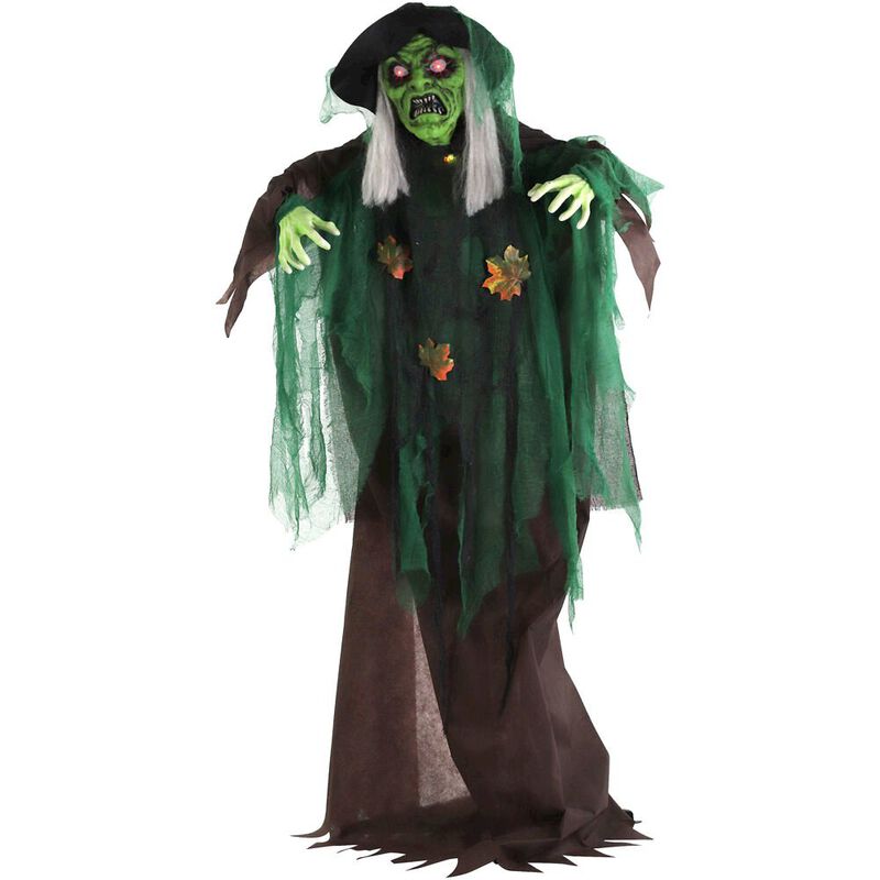 Haunted Hill Farm 6FT Animated Green Woodland Witch image number 0