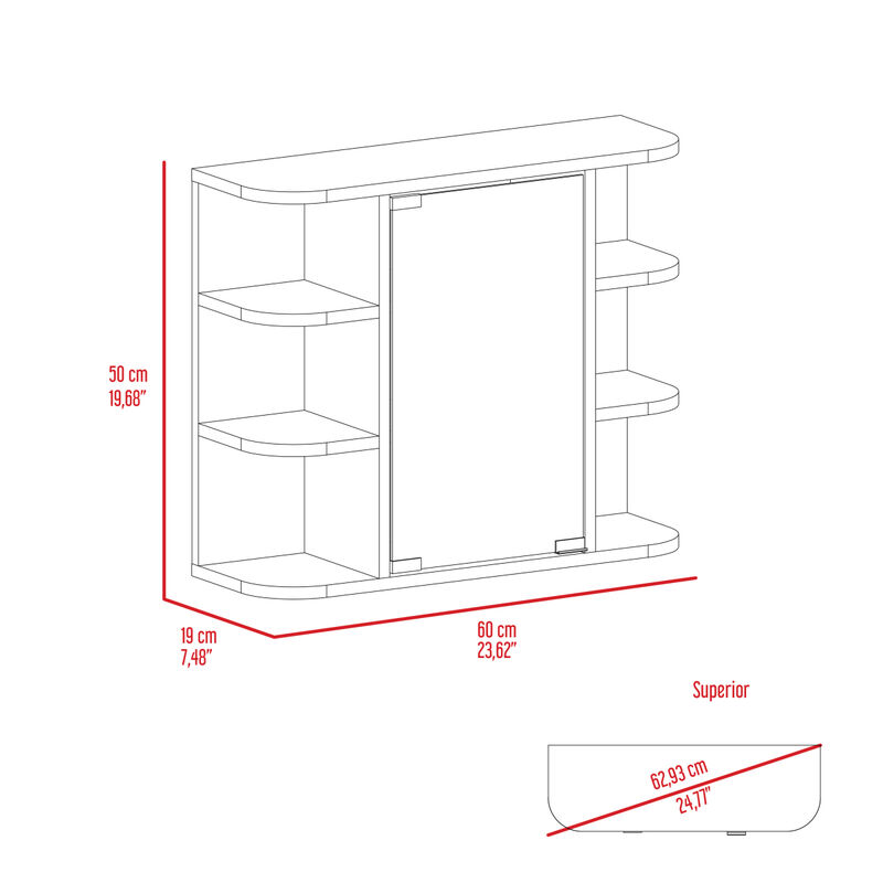 Roseburg 6-Shelf Medicine Cabinet with Mirror White