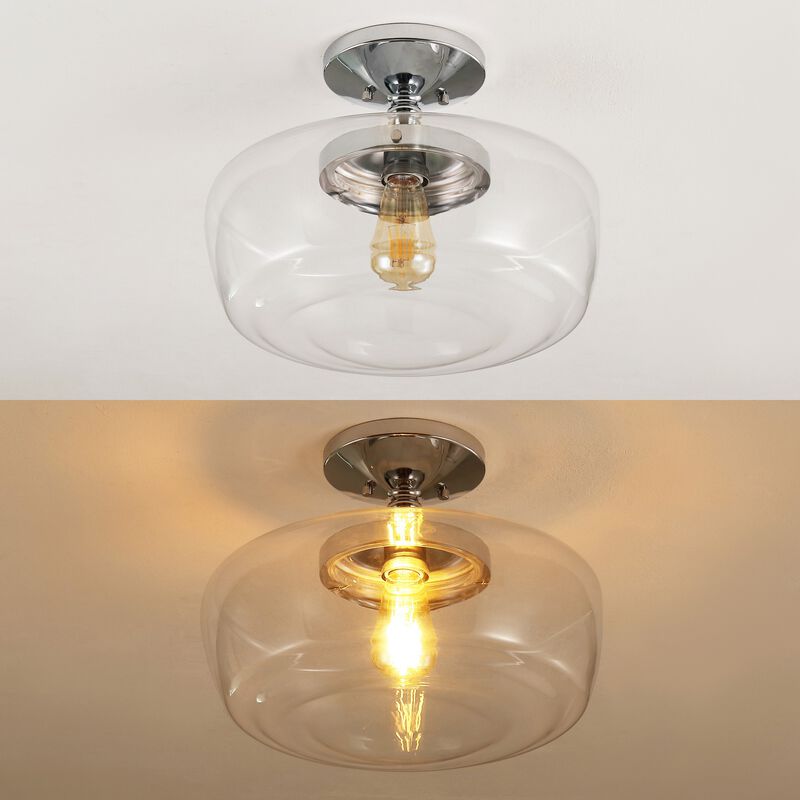 Marfa Glass/Iron Farmhouse Modern LED Flush Mount