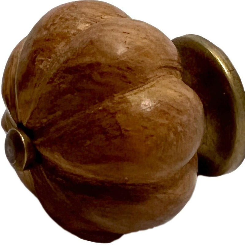 HomeRoots Set of Six Brown Floral Knob Wood Drawer Pull Knobs image number 2