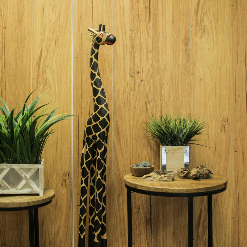 36 Inch Hand Carved Wooden Giraffe Sculpture Safari Home Decor Figurine Statue image number 4