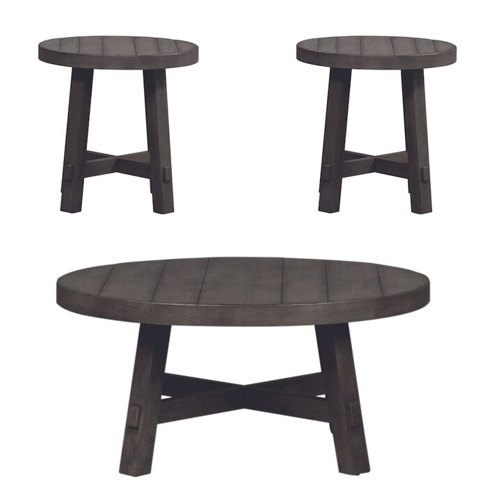 Liberty Furniture 3 Piece Living Room Set - Cocktail table, 2 End Tables - Charcoal Oak Wood
