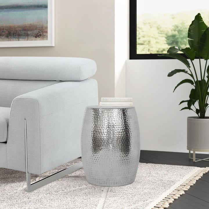 Pasargad Home Eclipse Hand-Forged Silver Metal Side Table