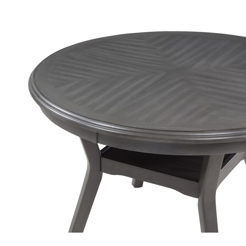 Isla 5 Piece Dining Table Set, Diamond Pattern, 4 Crossback Chairs, Gray - Benzara