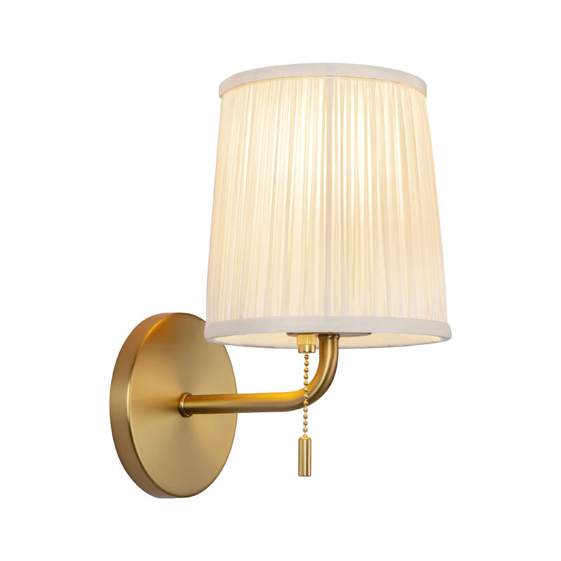 Scout 10-in Damp-Rated Wall/Vanity Light with Patterned Pleated Linen Shade image number 3