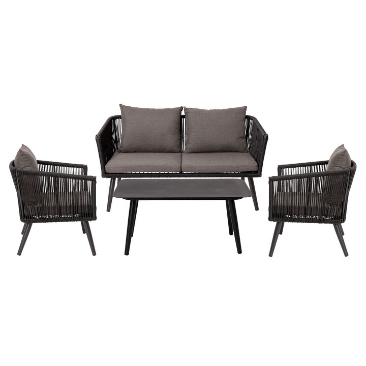 Black Loveseat-2 Chairs-Table