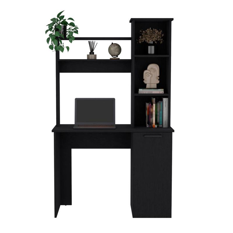 Computer Desk with Ample Work Surface, Hutch Storage and Single Door Cabinet