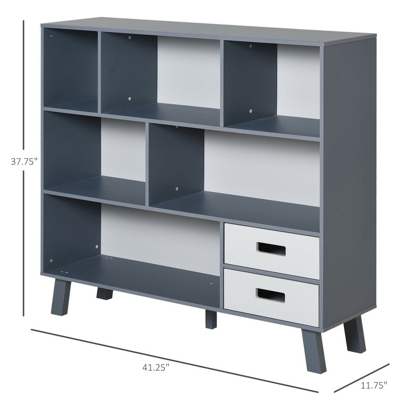 Black Storage Solution: 3-Tier Bookcase with Shelves and Drawers