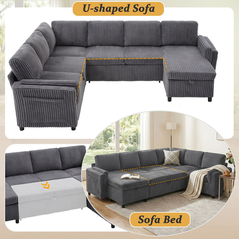 U-Shaped Sectional Sleeper Sofa image number 4
