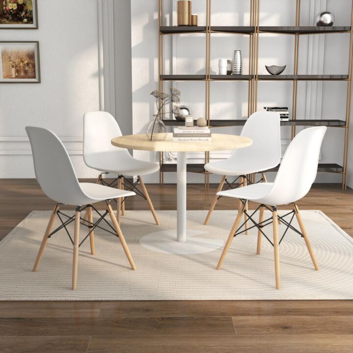 Hivvago 4 Pieces Modern Armless Dining Chair Set with Wood Legs