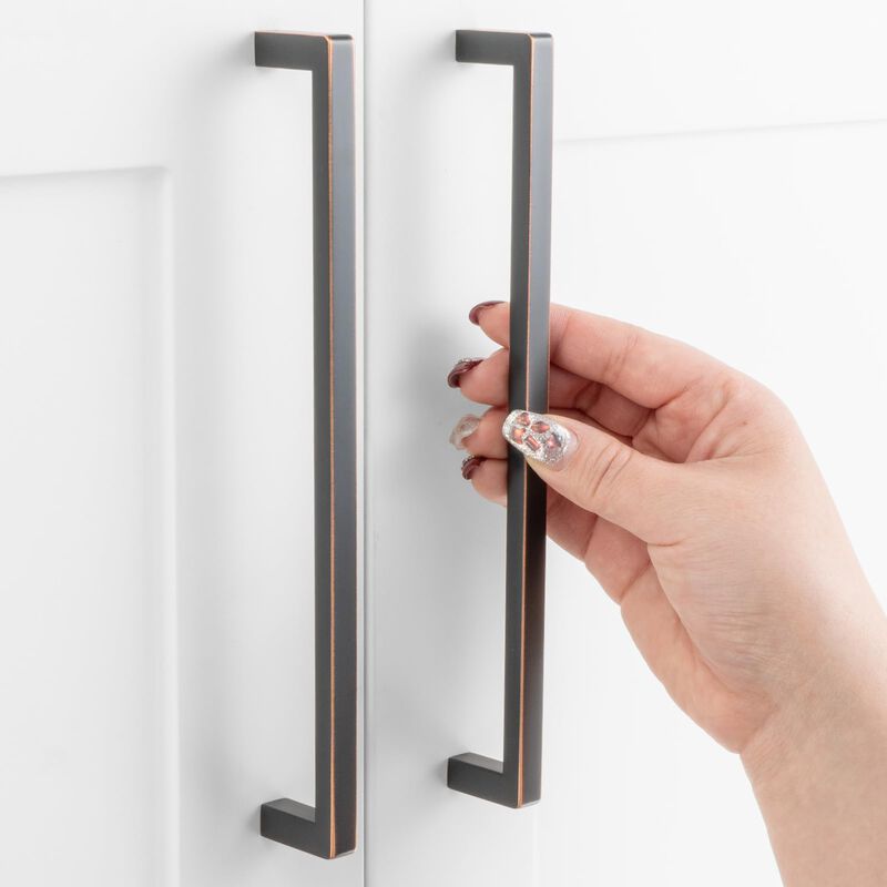 ASKANO Pack of 1, 7-1/2 Inch Hole Centers, Oil Rubbed Bronze Square Bar Kitchen Cabinet Pull Handle ZP2401 | Solid Hardware for