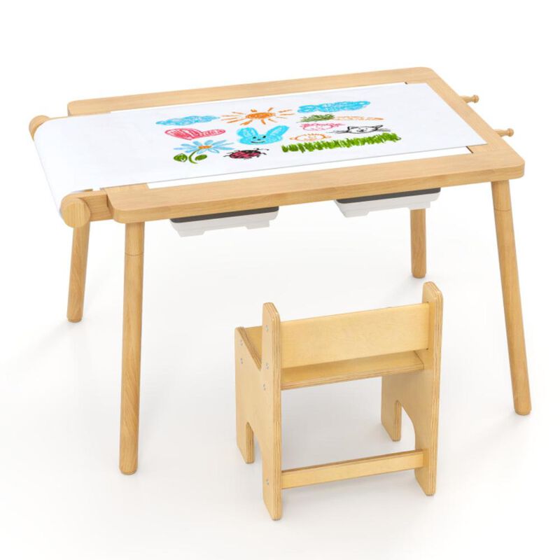 Hivvago Sensory Table and Chair Set for Kids 2-8 with Foldable Bins