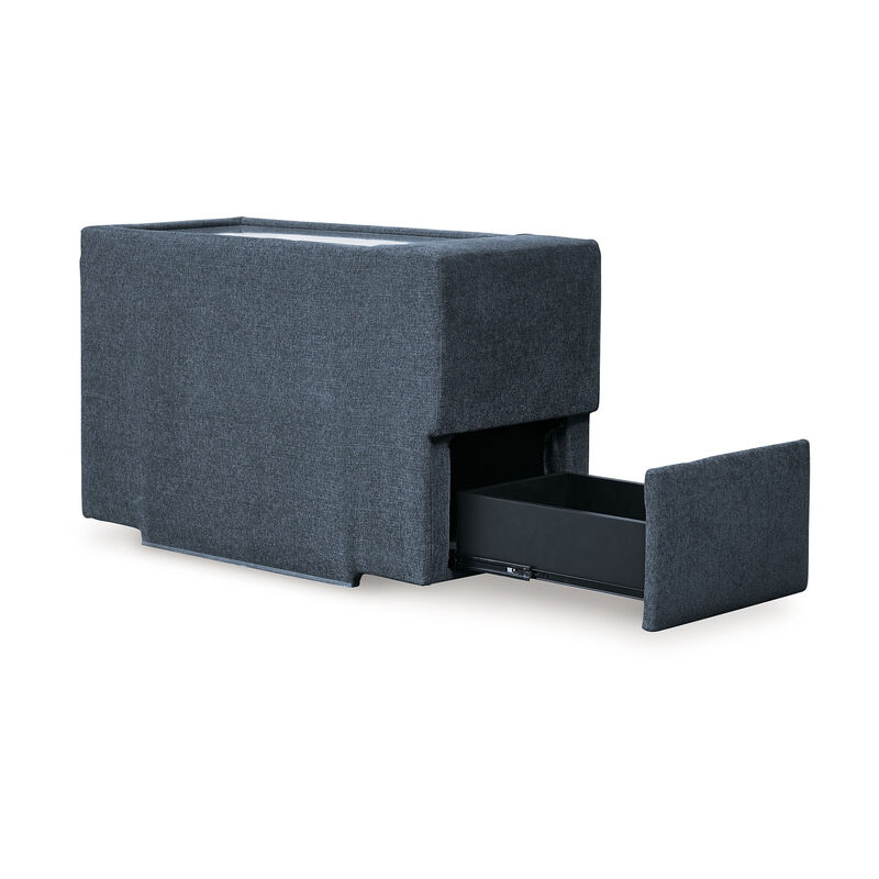 Meso Modular Console, Built In Storage, Ink Blue Nuvella, 37 Inch - Benjara image number 0
