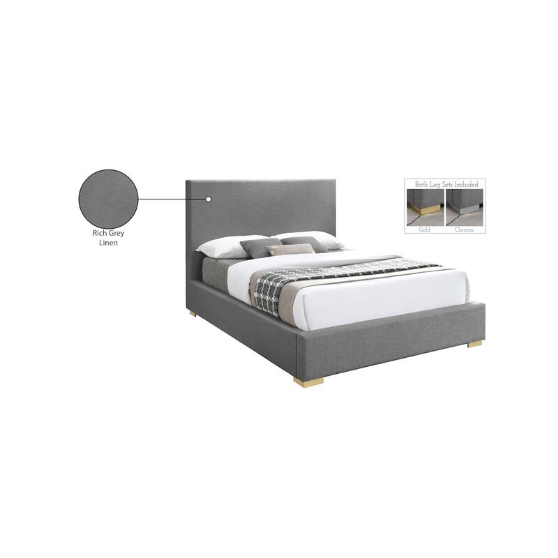 Meridian Furniture Crosby Grey Linen Textured Fabric King Bed