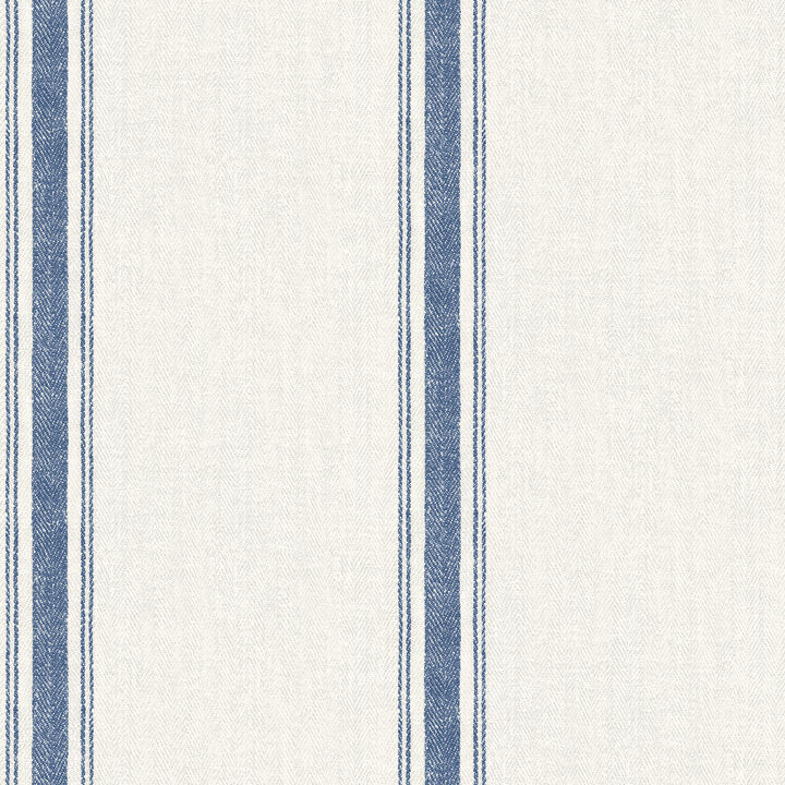 Linette Blue Fabric Stripe Wallpaper