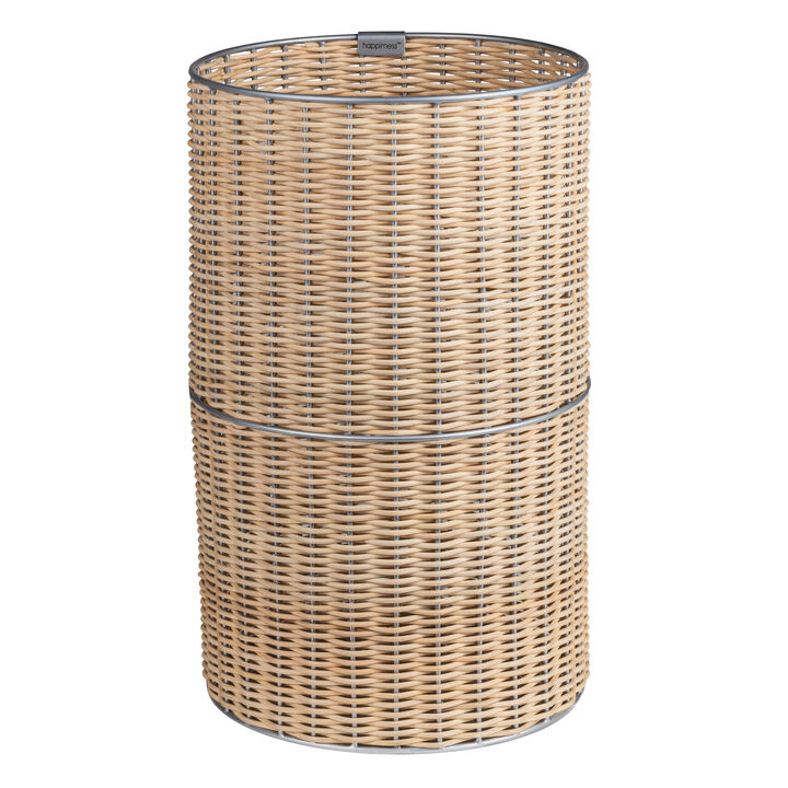 Cecil Modern Faux Wicker Cylinder Waste Basket