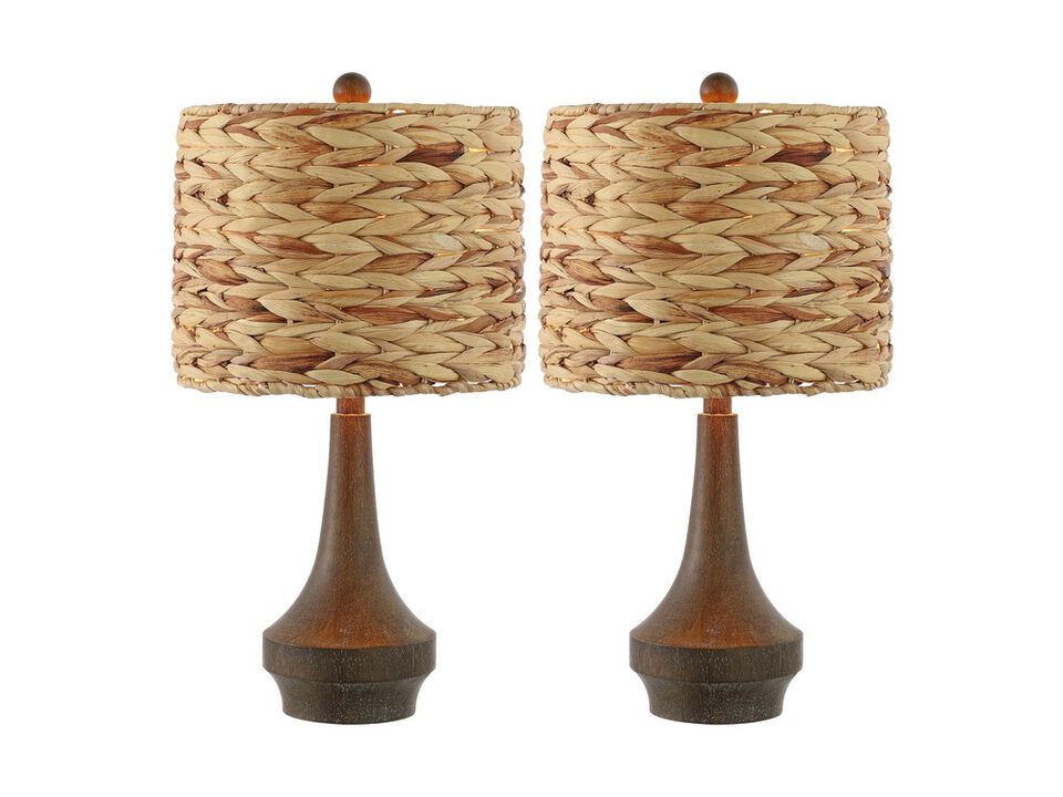 Theodore Rustic Farmhouse Handwoven Rattan/Resin LED Table Lamp