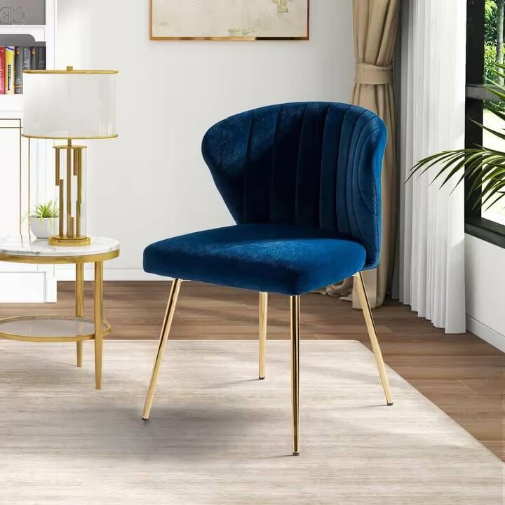 Hivvago Velvet Upholstered Wingback Accent Side Chair w/ Gold Metal Legs