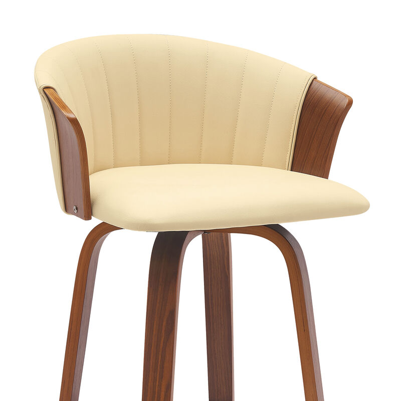 HomeRoots Faux Leather Cafe-Style Counter Stool with Armrests and Wood Base image number 5