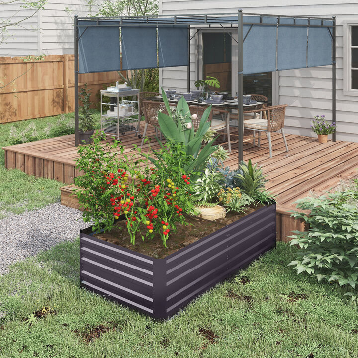Hivvago Outdoor Steel Raised Garden Planter with Reinforced Rods