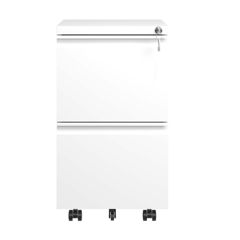 2 Drawer Metal Mobile File Cabinet, Rolling File Cabinet with Lock for Hanging Legal/Letter/A4 Size,Fully Assembled Except Wheels image number 7