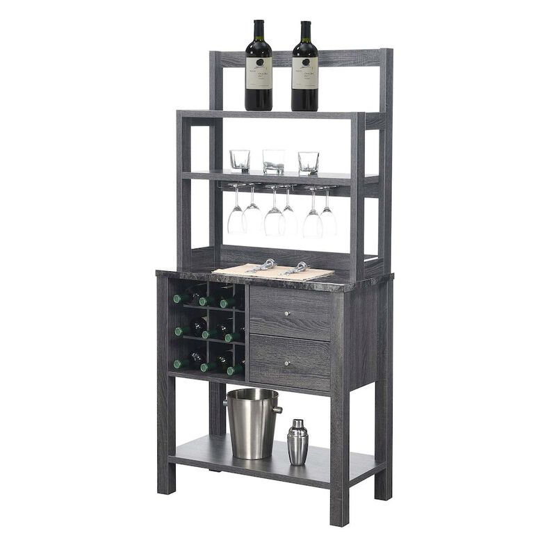 Convenience Concepts Newport 2 Drawer Serving Bar with Wine Rack and Shelves