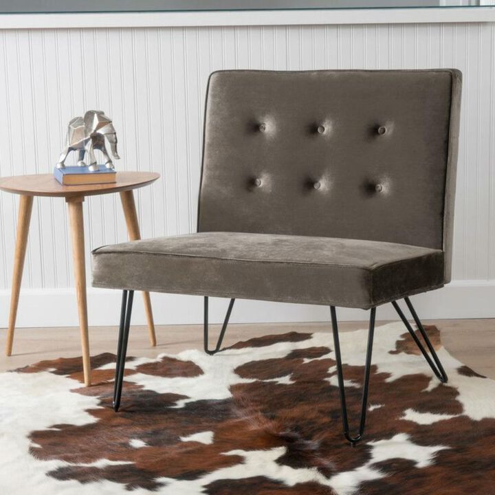 Velvety Soft Upholstered Polyester Accent Chair Black Metal Legs