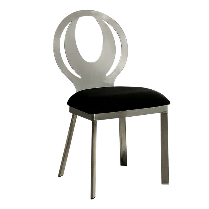 Orla Contemporary Side Chair With Black Microfabric Seat, Set of 2-Benzara