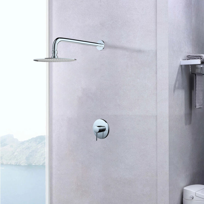 Wall Mounted Shower Faucet In Chrome(Valve Included)