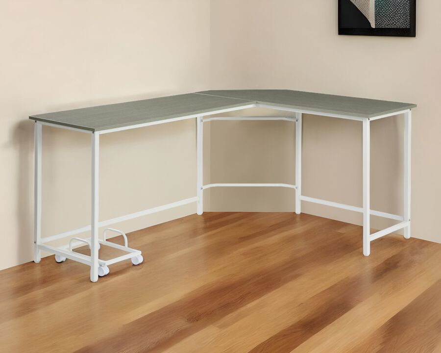 Modern L-Shaped Desk with Spacious Work Area for Office or Study