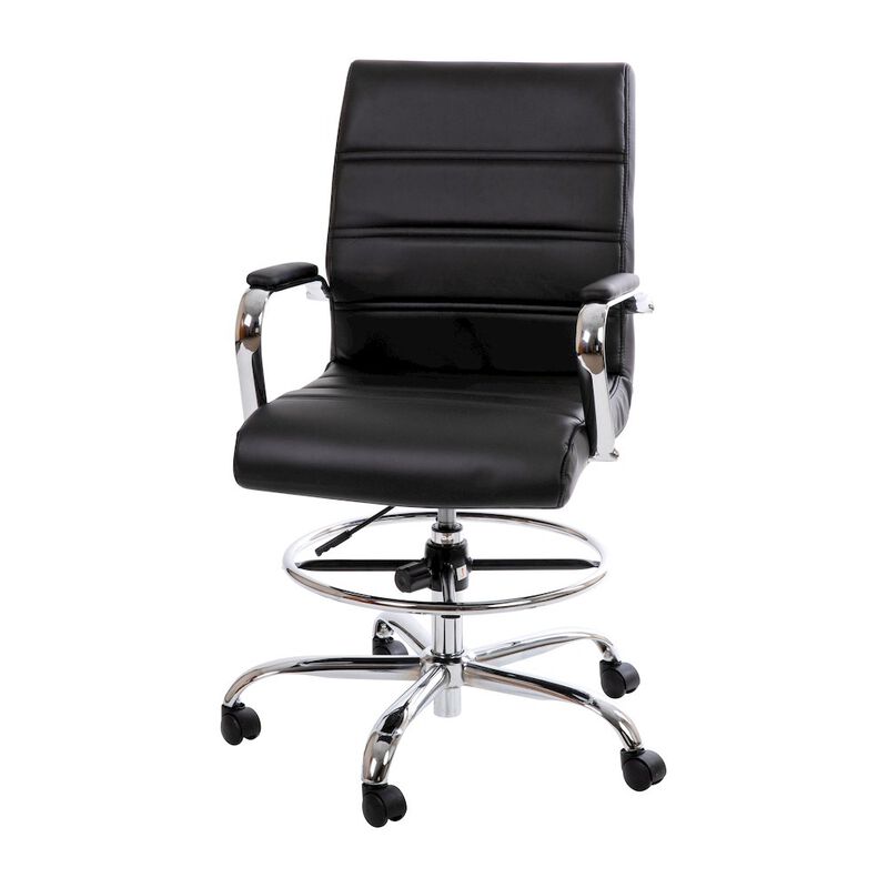Flash Furniture Mid-Back Black Drafting Chair with Adjustable Foot Ring and Chrome Base image number 0
