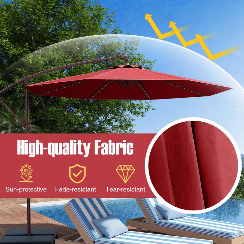 10 Ft Patio Umbrella Offset Cantilever Umbrella with 40 Solar Powered Lights image number 5