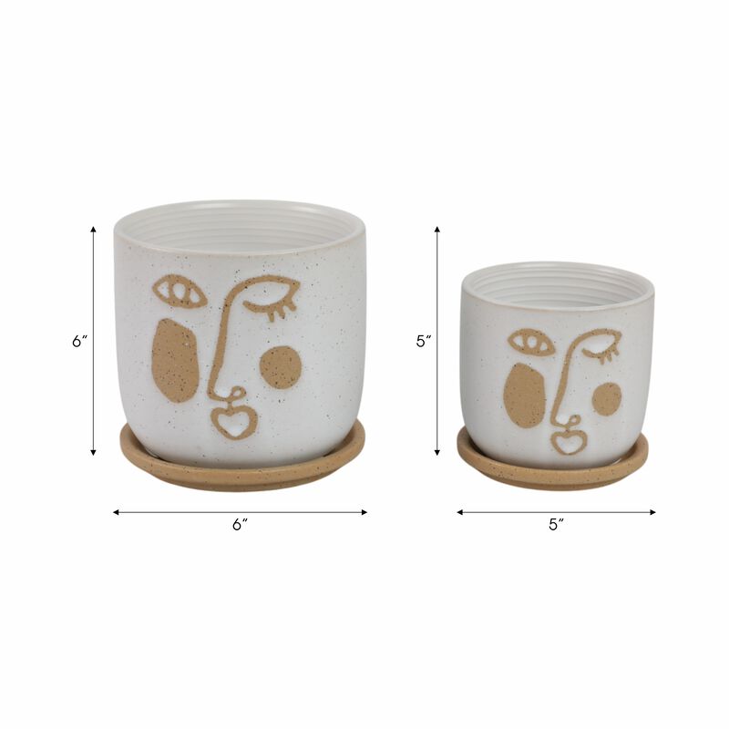 Funky Face Planter with Saucer Set