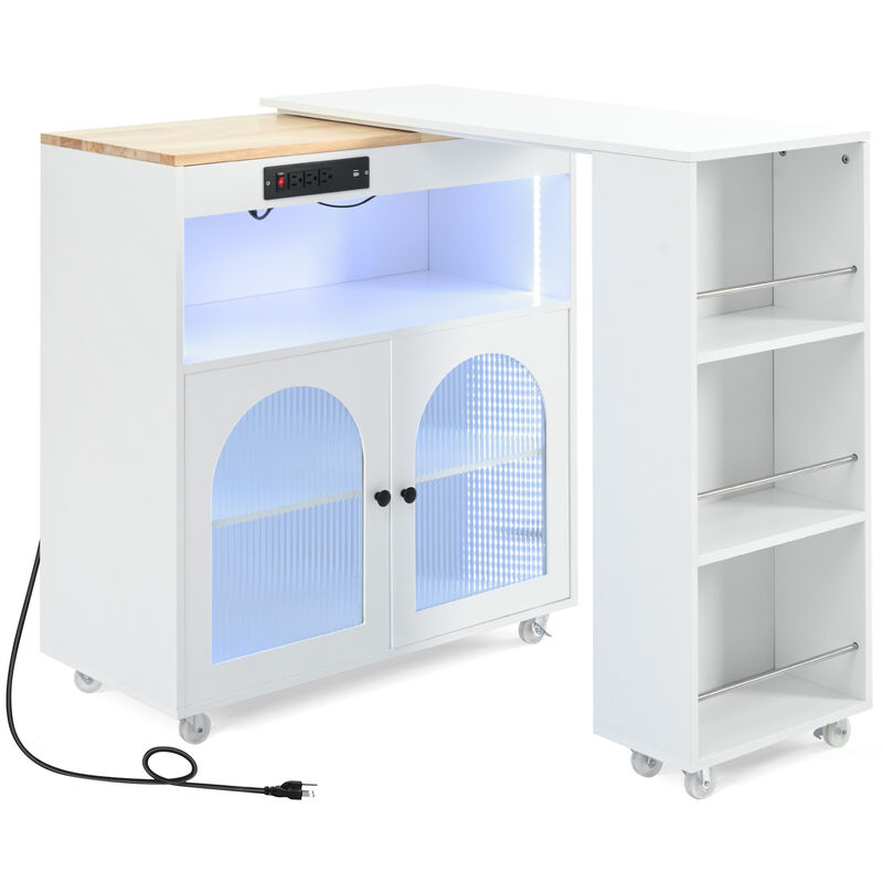 Mibusp Rolling Kitchen Island With Extended Table image number 0