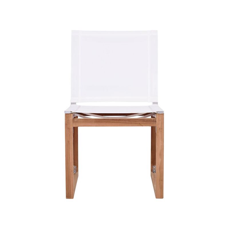 Meridian Furniture Tulum Off White Water Resistant Fabric Outdoor Patio Dining Side Chair