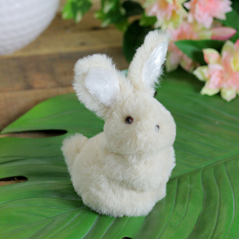 4.75" White Plush Standing Easter Bunny Rabbit Spring Tabletop Figurine