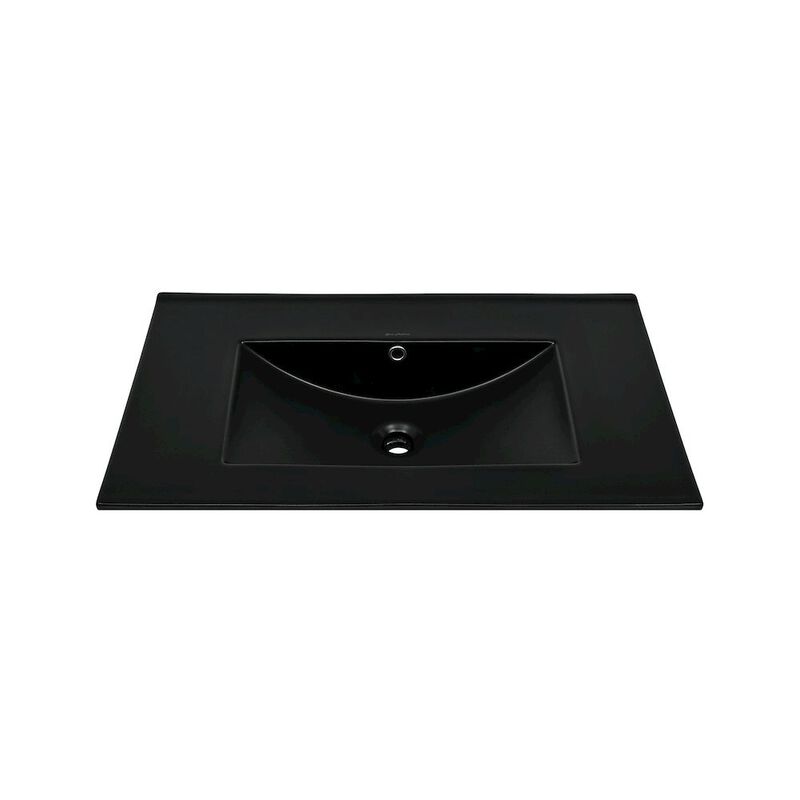 30" Zero Hole Vanity Sink Top in Glossy Black image number 1