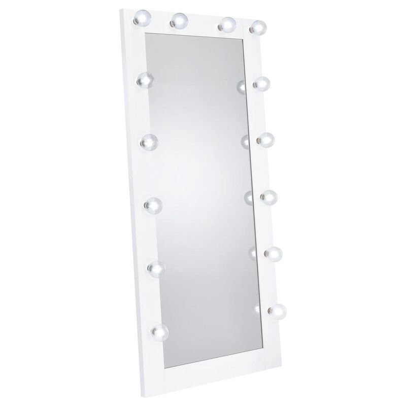 Coaster Zayan Full Length Floor Mirror With Lighting White High Gloss