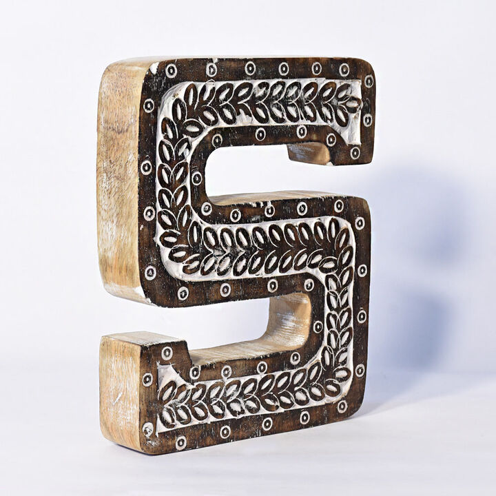 Vintage Natural Handmade Eco-Friendly "S" Alphabet Letter Block For Wall Mount & Table Top Décor