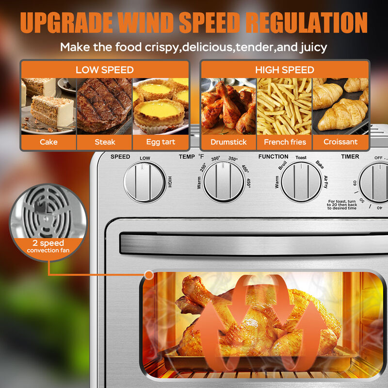 16 QT Air Fryer Toaster Oven Combo, 4 Slice Toaster Convection Oven Warm, Broil, Toast, Bake, Oil-Free image number 2