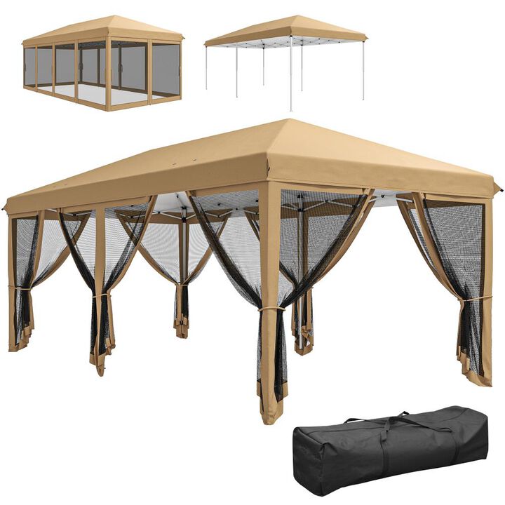 Hivvago 10' x 20' Pop Up Canopy Tent with Netting and Carry Bag