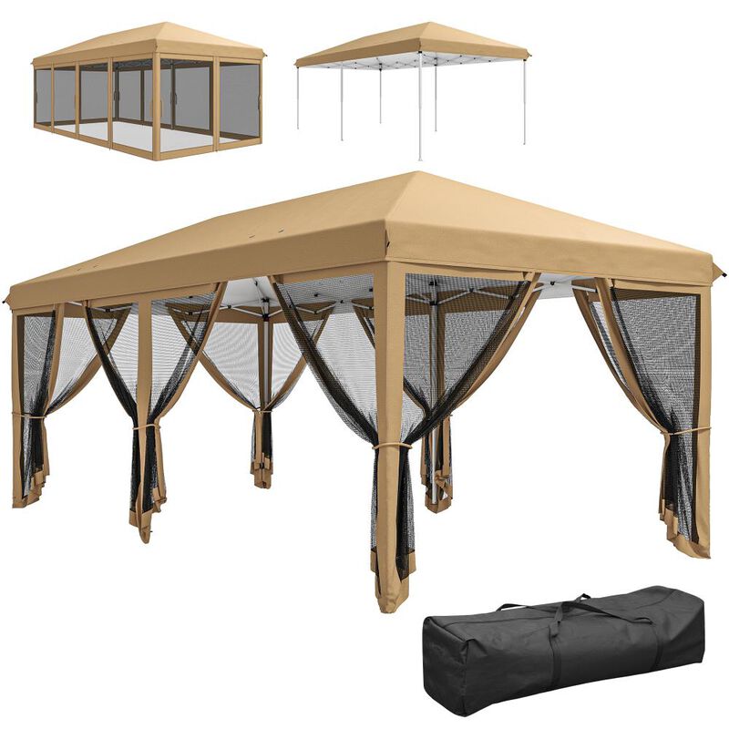 Hivvago 10' x 20' Pop Up Canopy Tent with Netting and Carry Bag image number 0