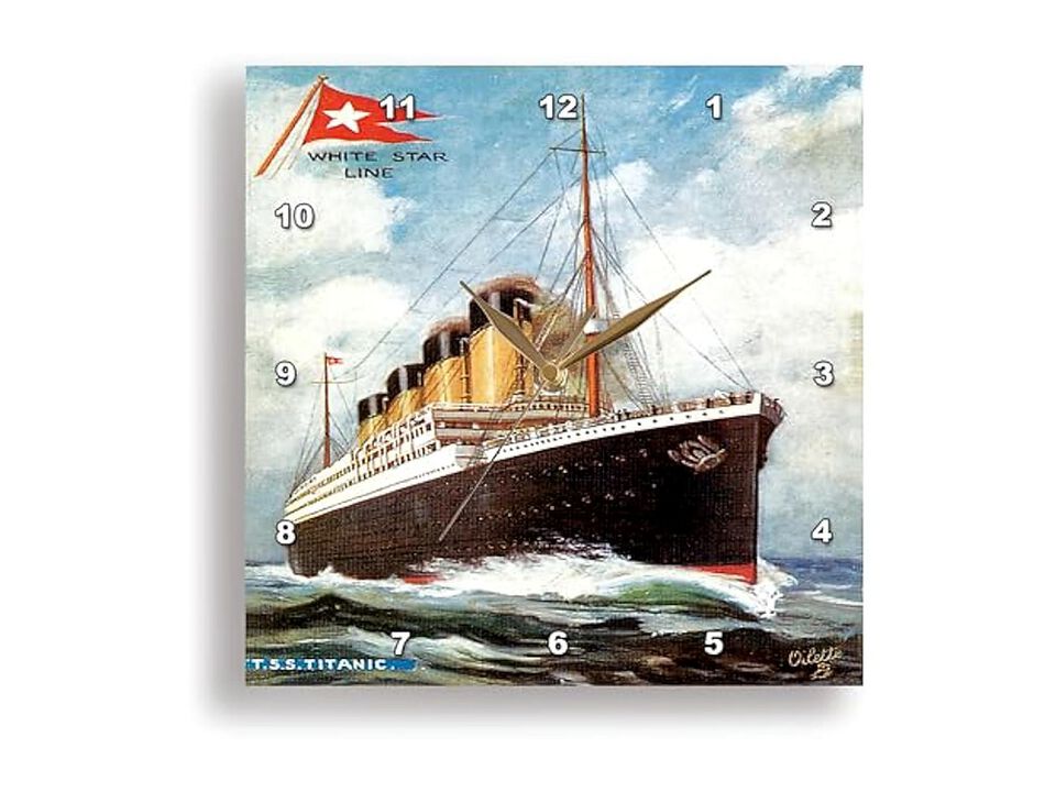 Vintage White Star Line Titanic Bln Wall Clock 13 Inch Silent Home Decor