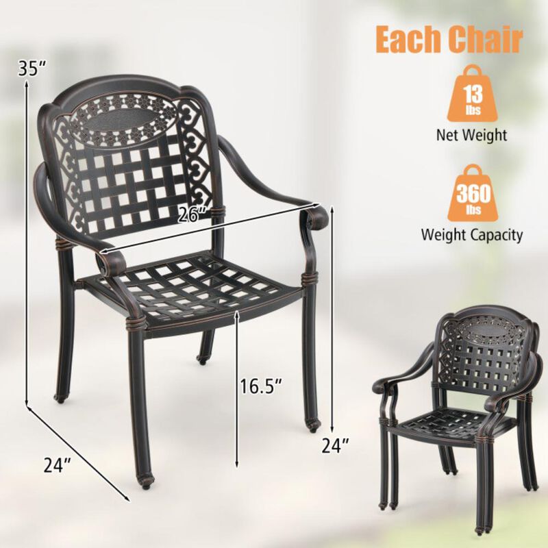 Hivvago Set of 2 Cast Aluminum Patio Chairs with Armrests