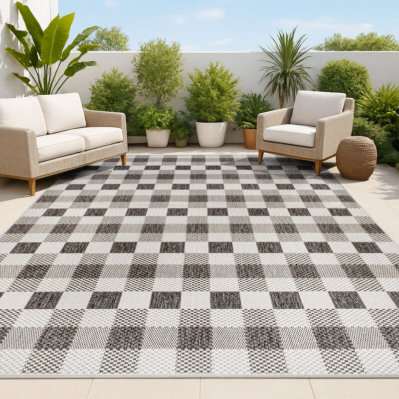 Darcy Traditional Geometric Bold Gingham Indoor/Outdoor Area Rug