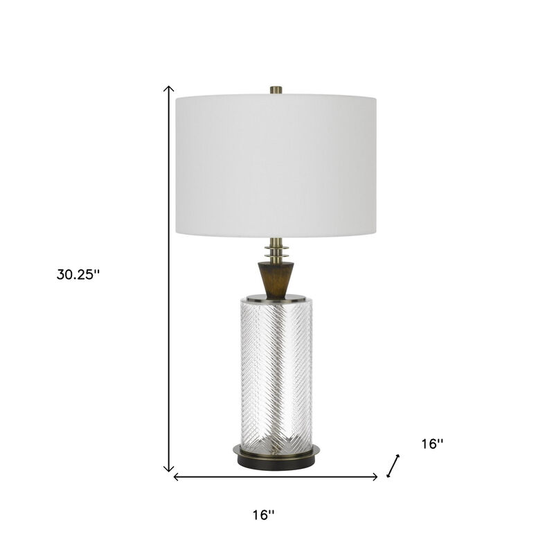 Hivvago 30" Clear Metal Table Lamp With White Empire Shade