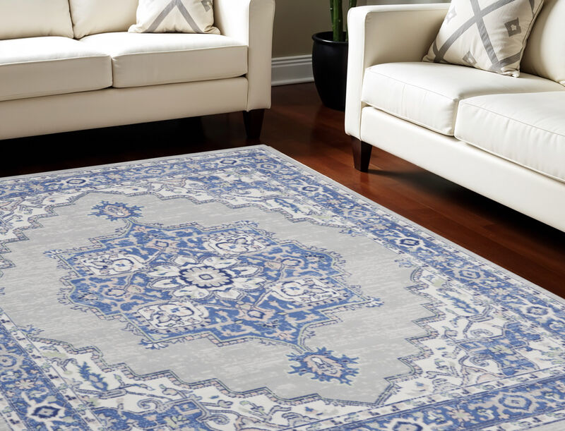 HomeRoots Floral Distressed Non Skid Area Rug image number 1