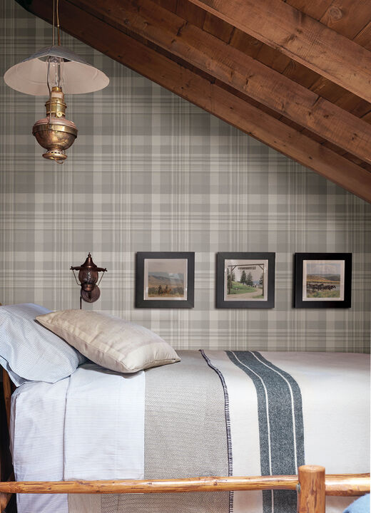 Dutton Plaid Grey Wallpaper (Set of 2)