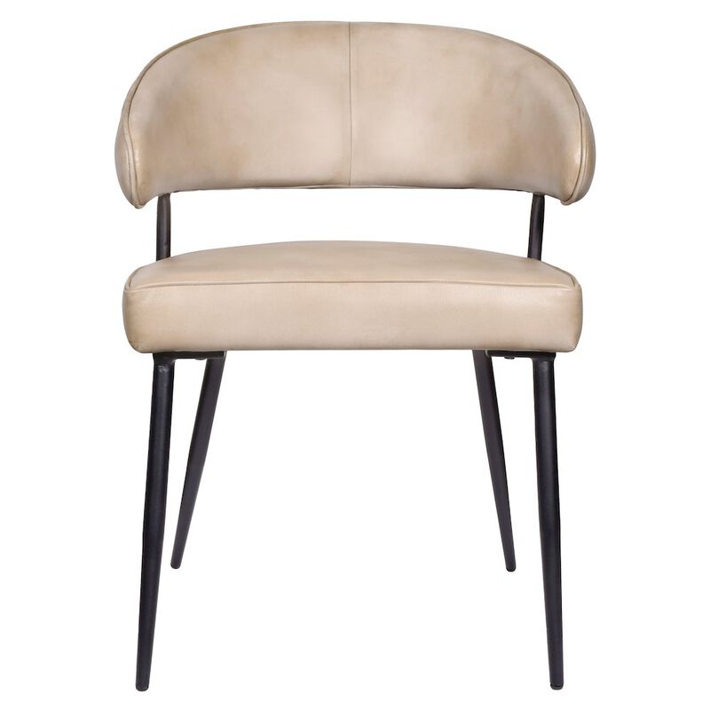 Barrett Genuine Leather Side Chair in Stone 2-Piece Set