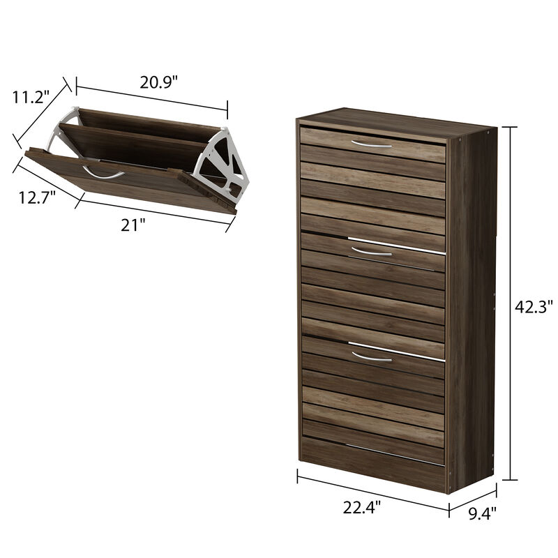 42.3 in. H x 22.4 in. W, Brown Wood Grain Environment-Friendly High-Quality Particle Board Shoe Storage Cabinet